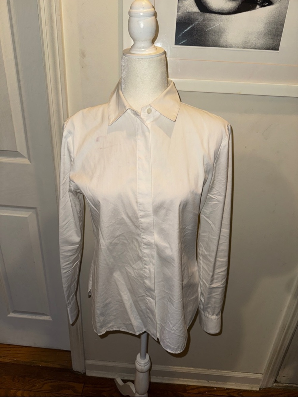 Theory White Long-Sleeve Dress Shirt Small